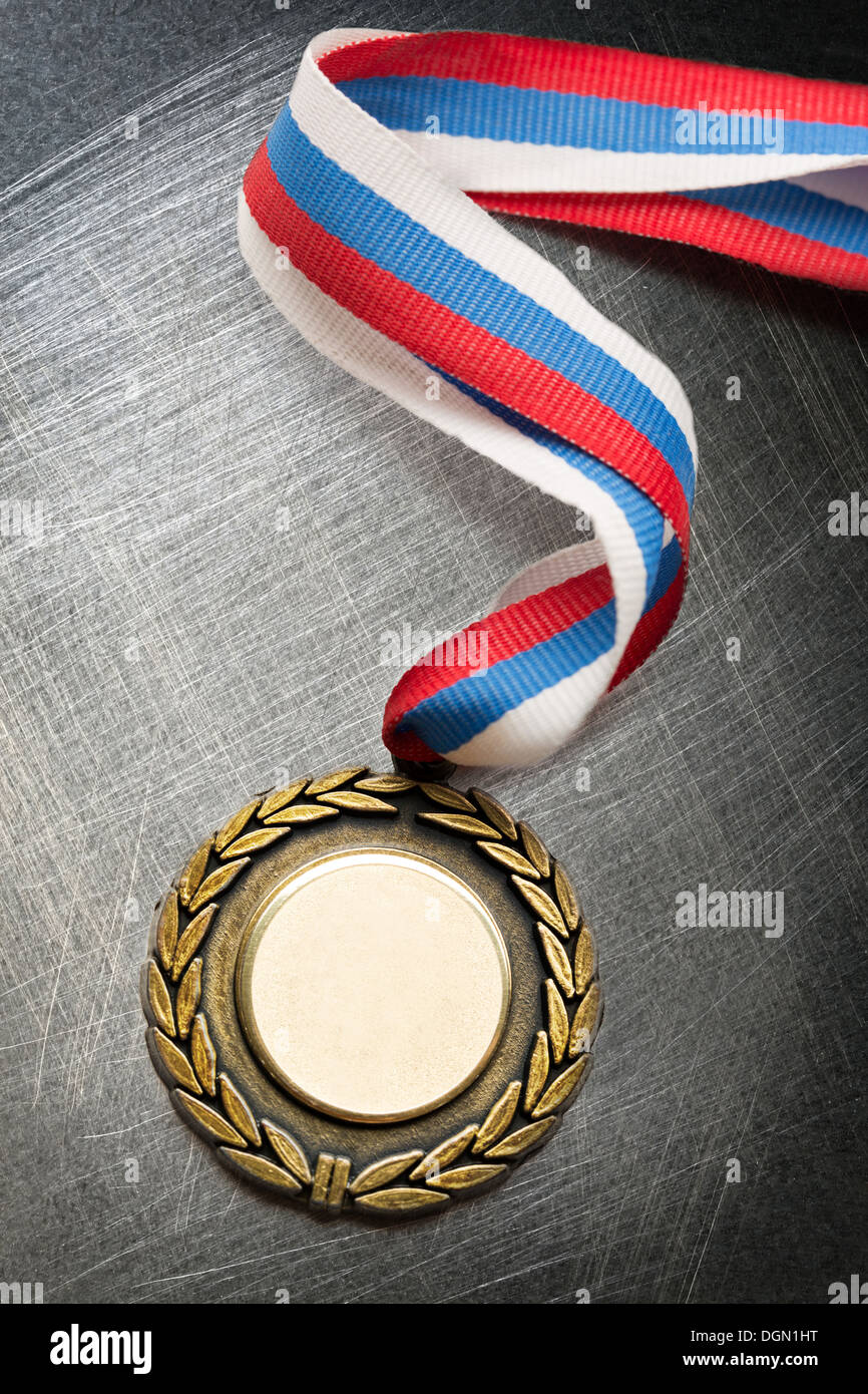 Blank medal on steel scratchy background Stock Photo