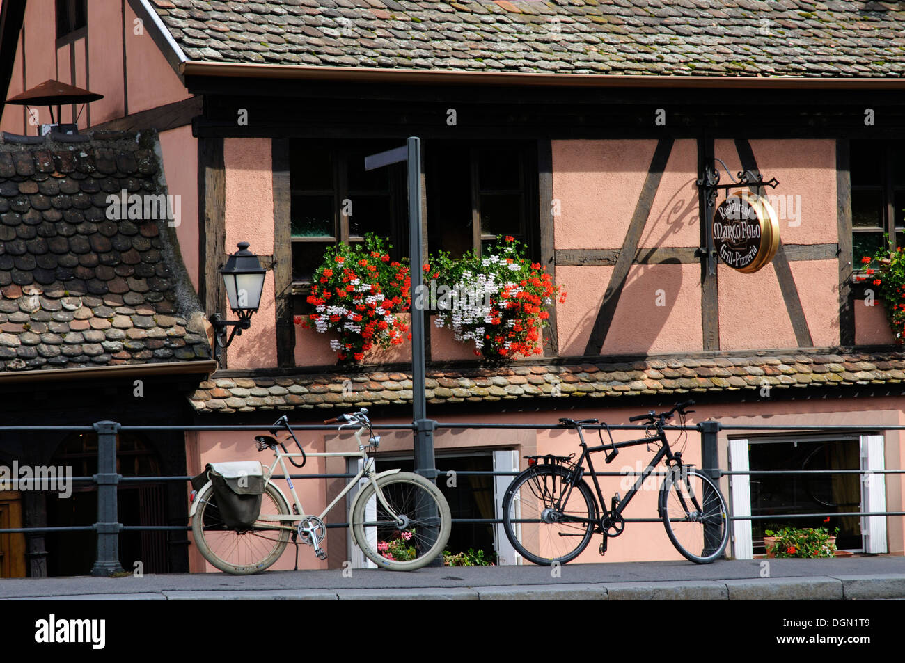 Bicycles and old buildings in Strasbourg France Stock Photo