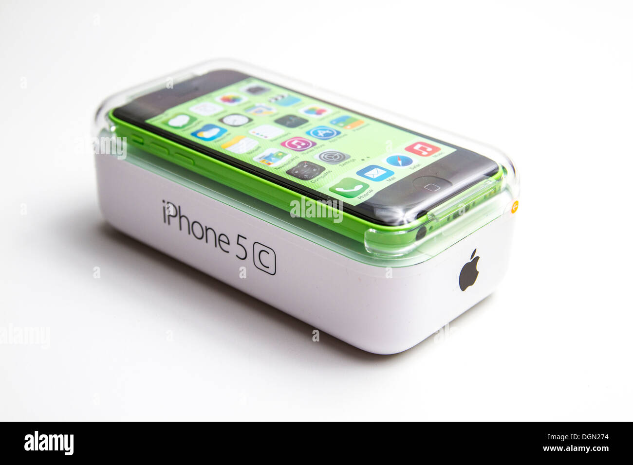 An iphone 5C still in its packaging Stock Photo