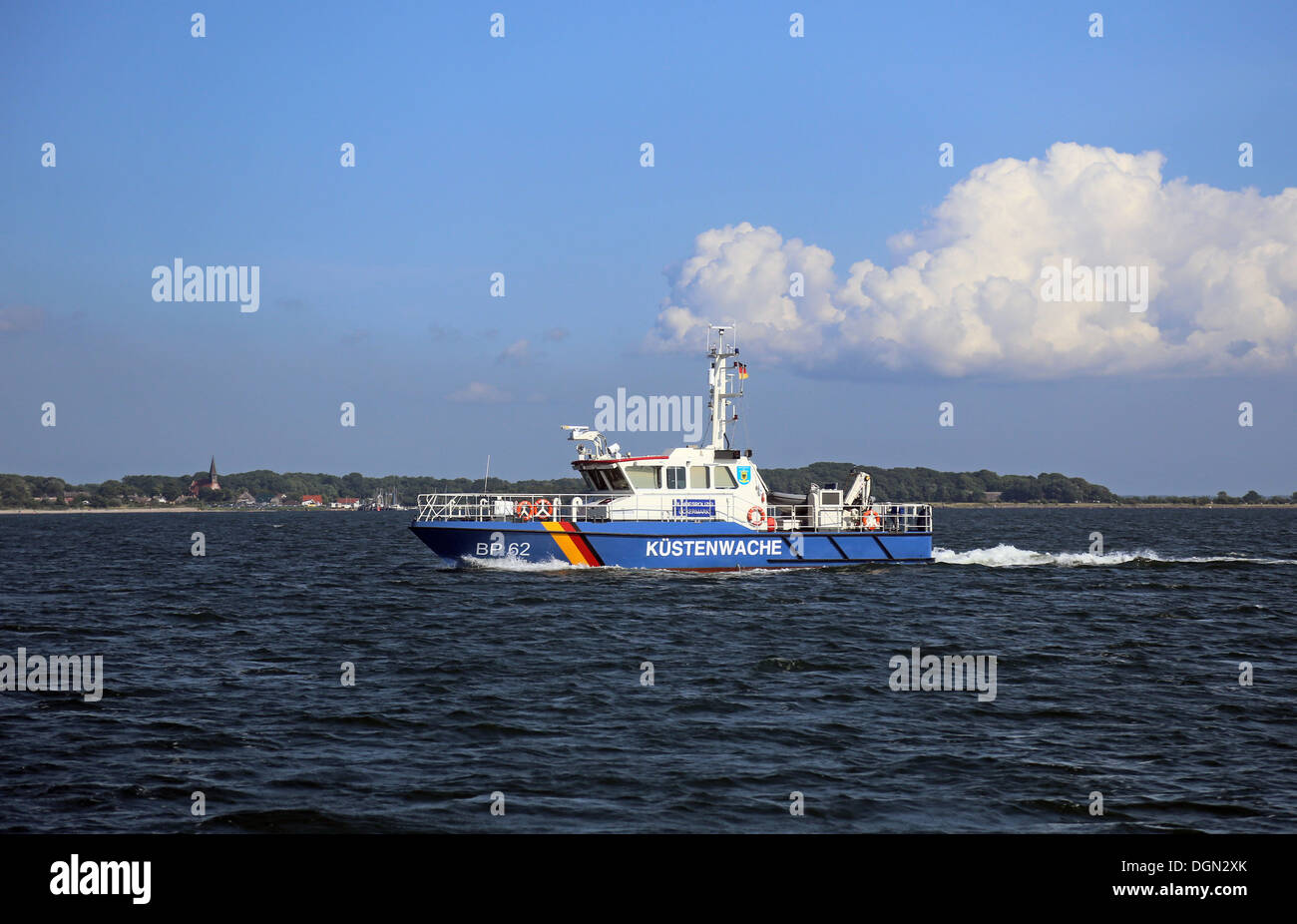 Ruegen, Germany, the coast guard boat on the Baltic Sea Stock Photo