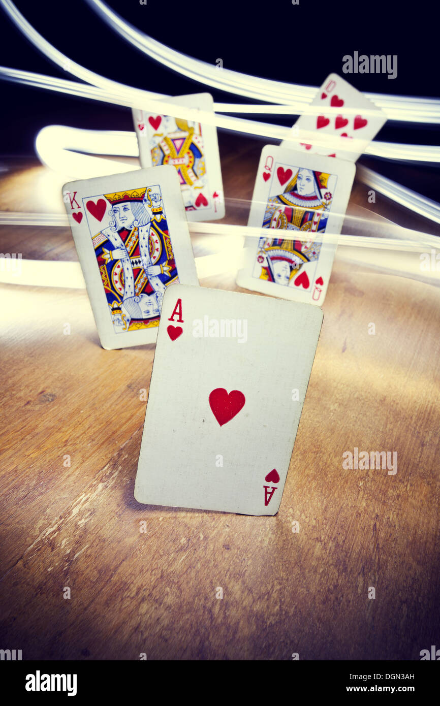 Ace, King, Queen, Jack of Heart High Cards in a Row Stock Image - Image of  arranged, heart: 87884461