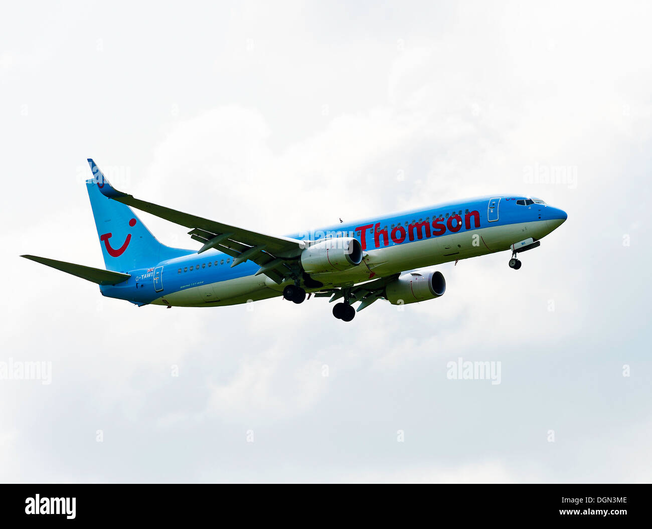Thomson Airways Boeing 737 Airliner on Approach for Landing at London Gatwick Airport West Sussex England United Kingdom UK Stock Photo