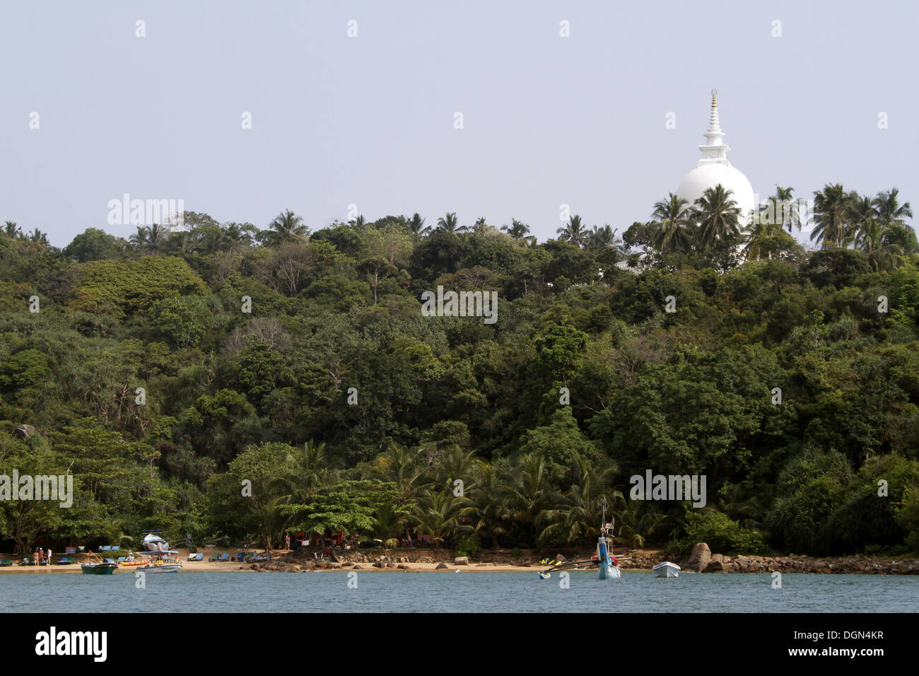 JAPANESE PEACE PAGODA & JUNGLE BEACH UNAWATUNA SRI LANKA ASIA 18 March 2013 Stock Photo