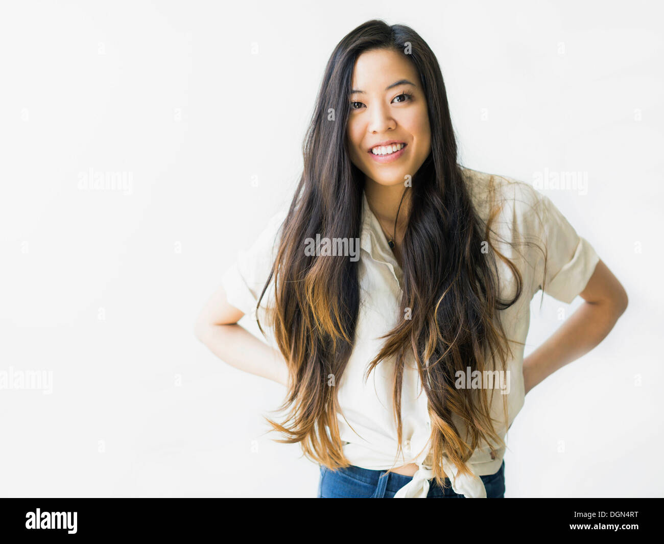 Young woman black hair in hi-res stock photography and images - Alamy