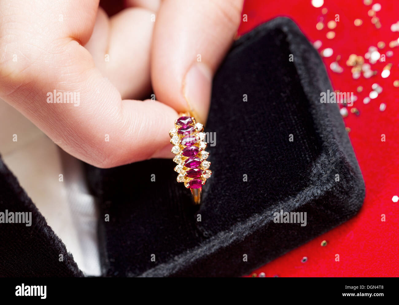 Female hand with a diamond ring in her finger,Sweden Stock Photo - Alamy