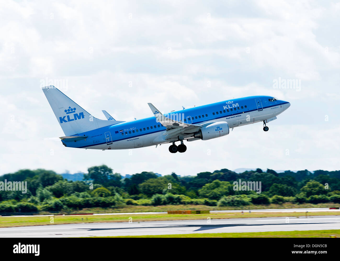 KLM Royal Dutch Airlines Boeing 737-7K2 Airliner PH-BGI Taking Off from Manchester Airport England United Kingdom UK Stock Photo