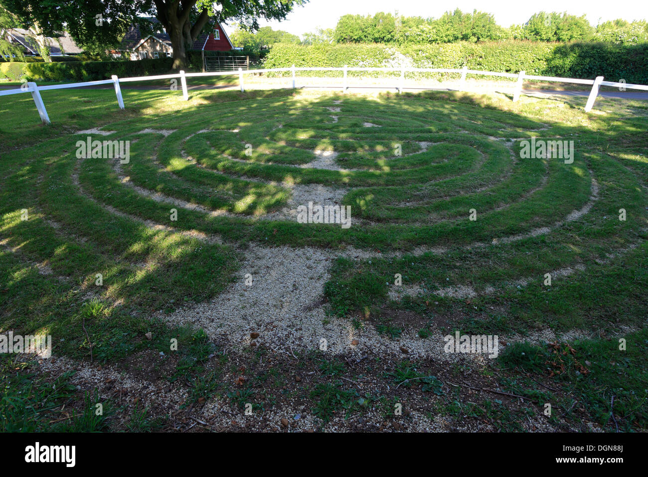 Summer, the Turf Maze at Wing village, Rutland County, England, UK Stock Photo