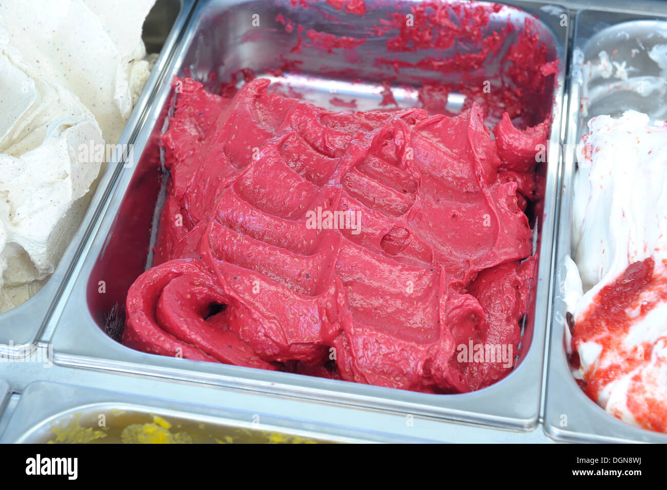 Strawberry gelato ice cream Stock Photo
