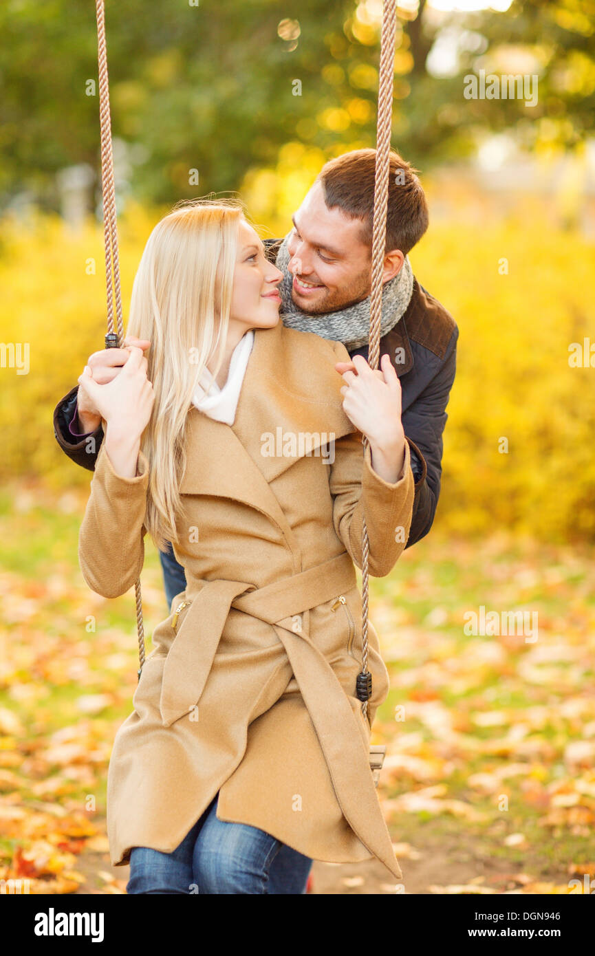 romantic couple in the autumn park Stock Photo - Alamy
