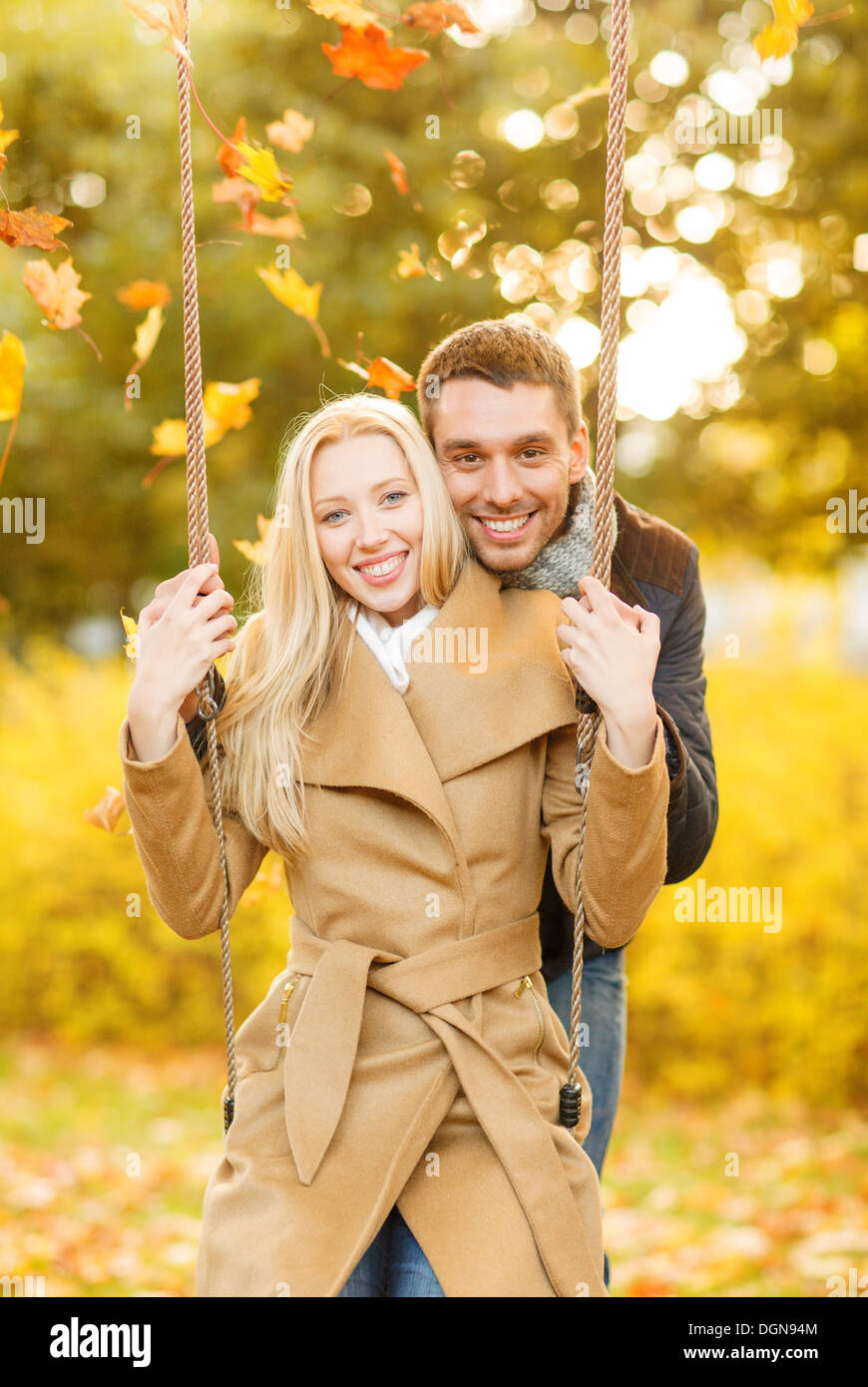 romantic couple in the autumn park Stock Photo - Alamy