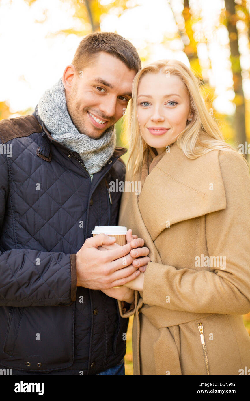 romantic couple in the autumn park Stock Photo - Alamy