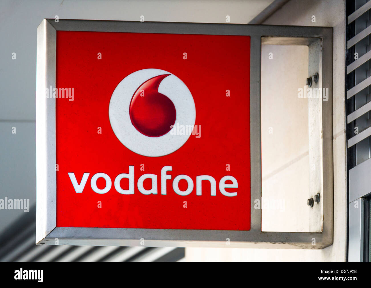 Vodafone Mobile Phone Shop Sign. Stock Photo