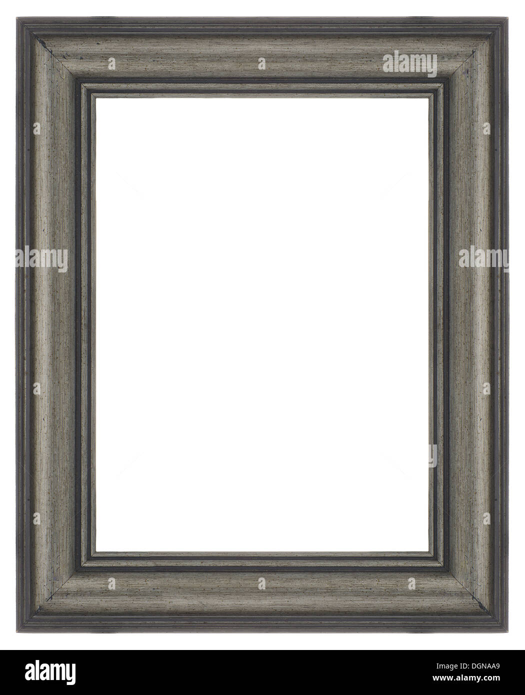 Stylish Silver Frame isolated on white background. Stock Photo