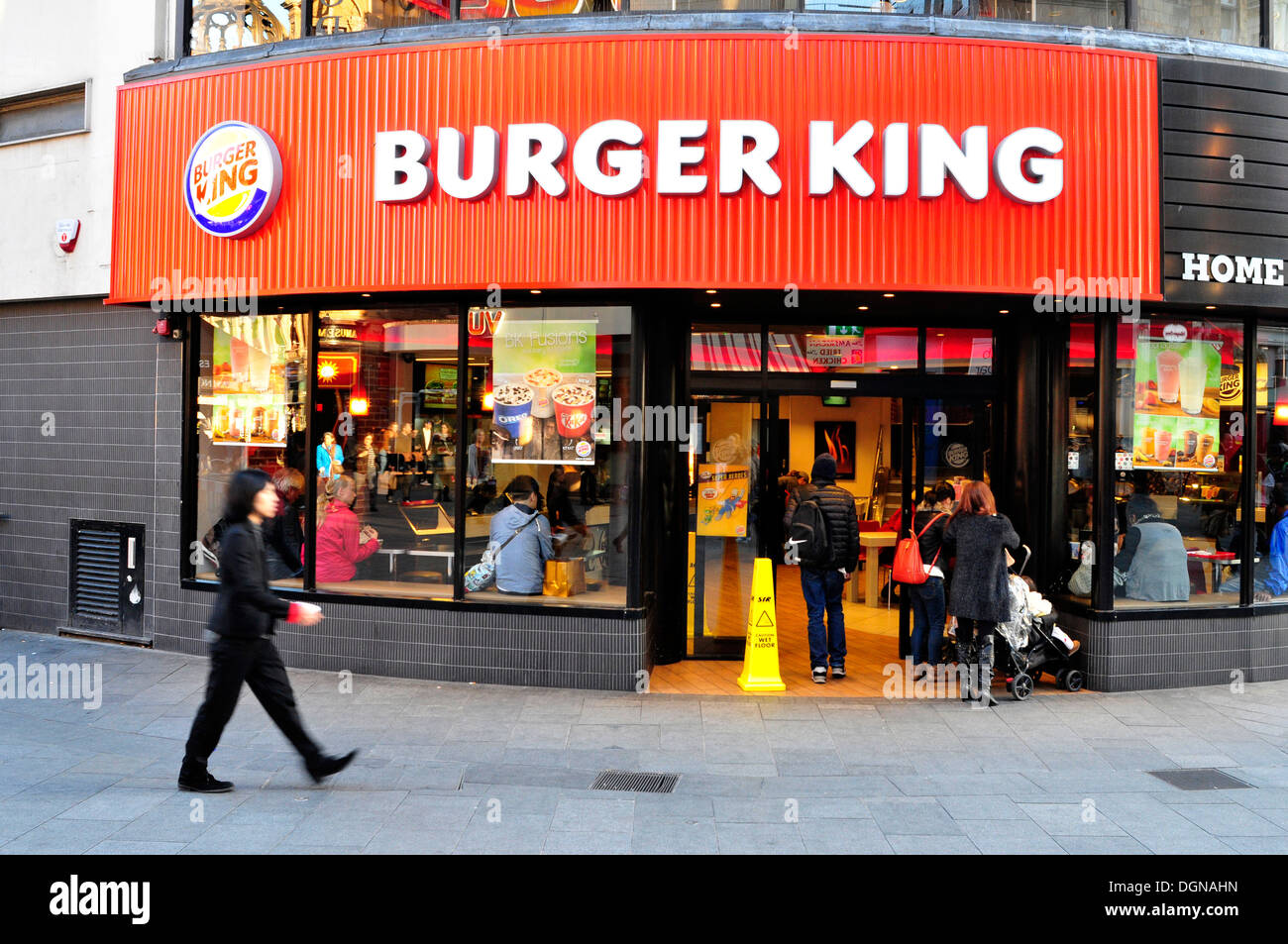 A general view of Burger king restaurant in Leicester Square, central London, UK Stock Photo