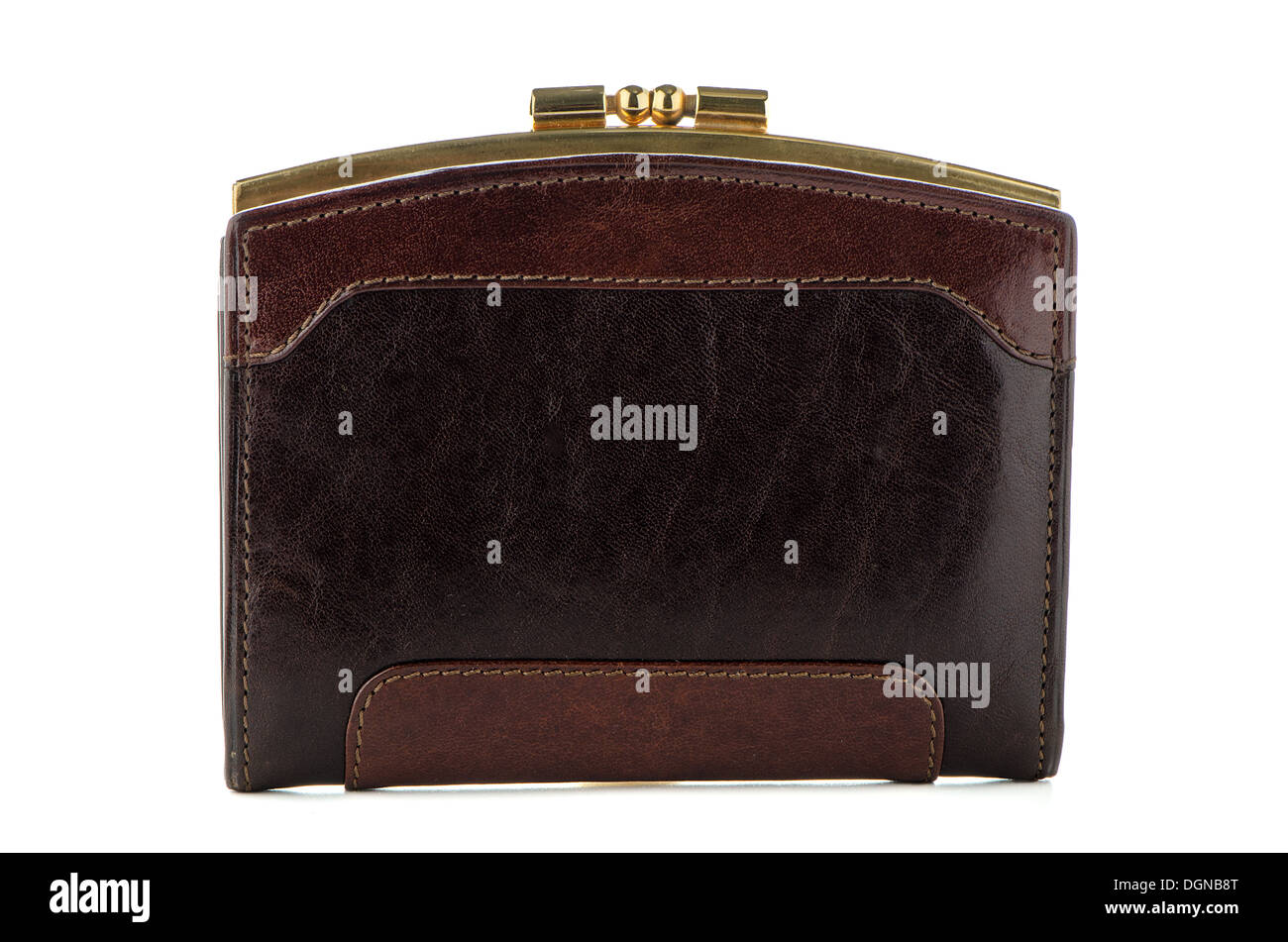Brown leather purse isolated on white background Stock Photo - Alamy