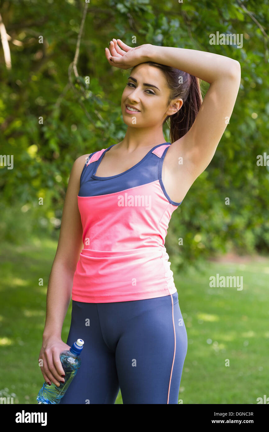 Pretty exhausted woman wearing sportswear Stock Photo