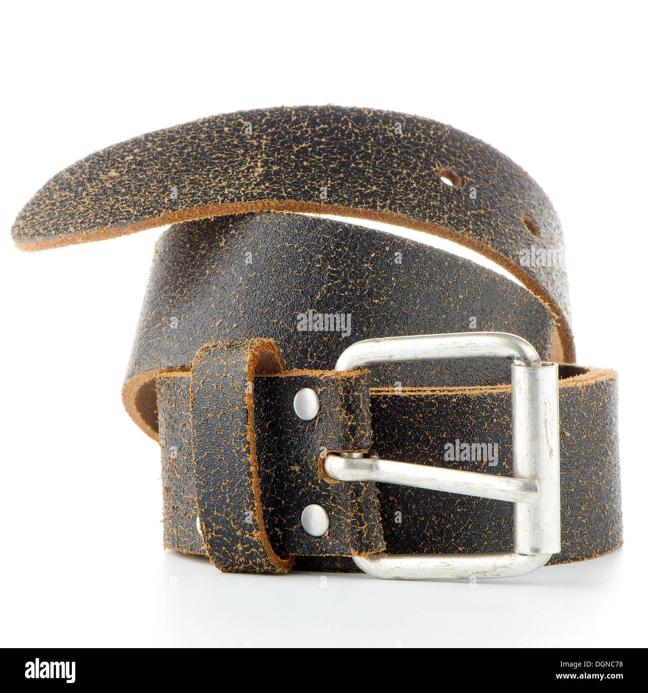 Leather belt isolated on white background Stock Photo - Alamy