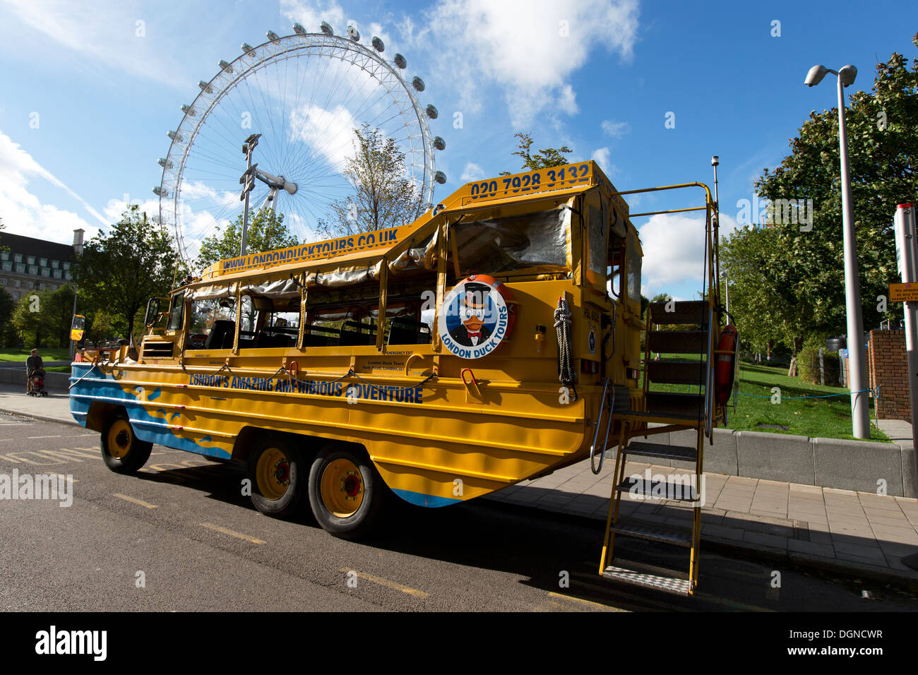 London Duck Tours amphibious craft Titania, Belvedere Road, London, UK. Stock Photo