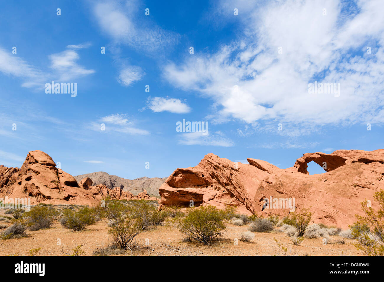 Arch Rock, Valley of Fire State Park, north of Las Vegas, Nevada, USA Stock Photo