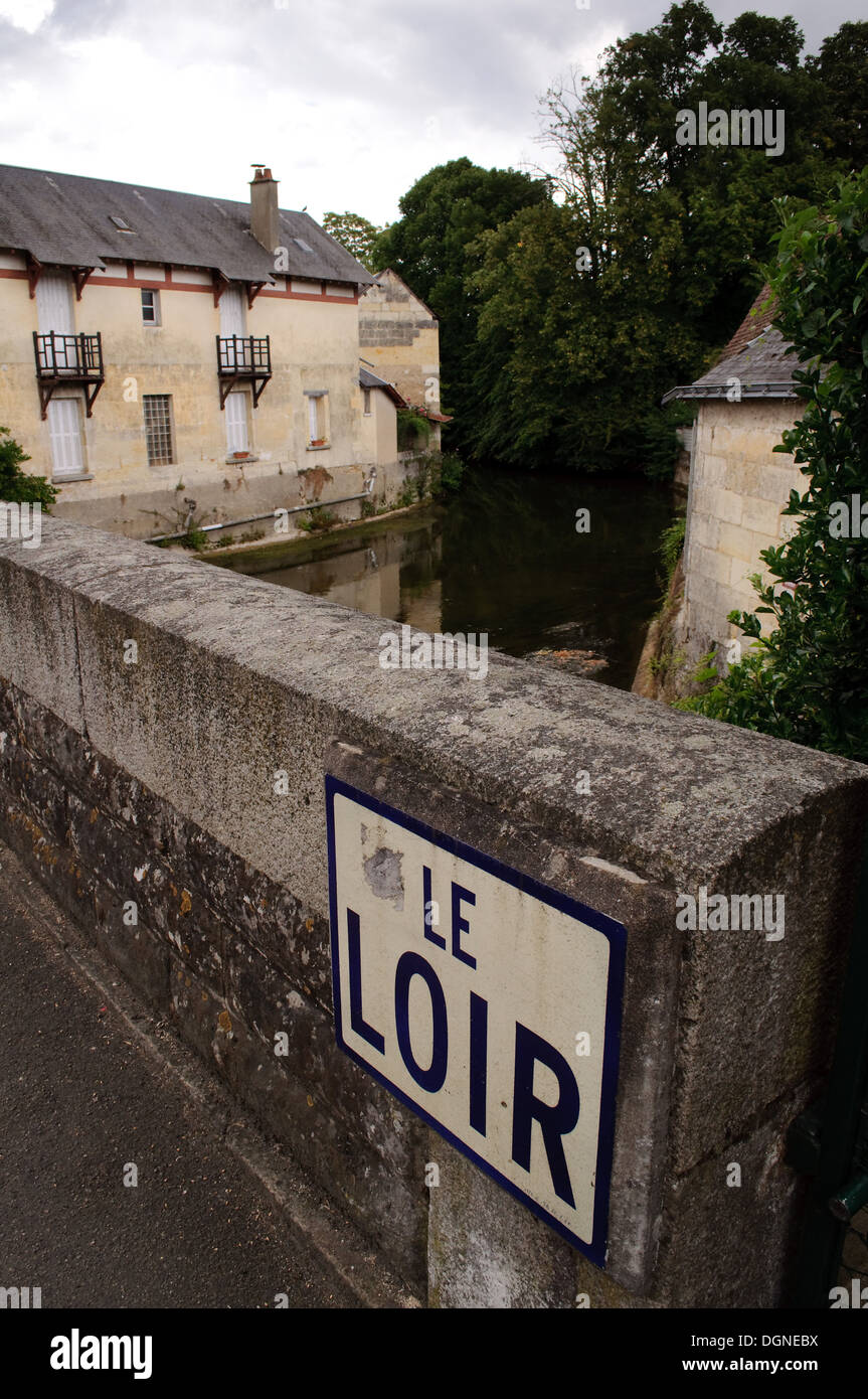 Bridge over Le Loir river Stock Photo