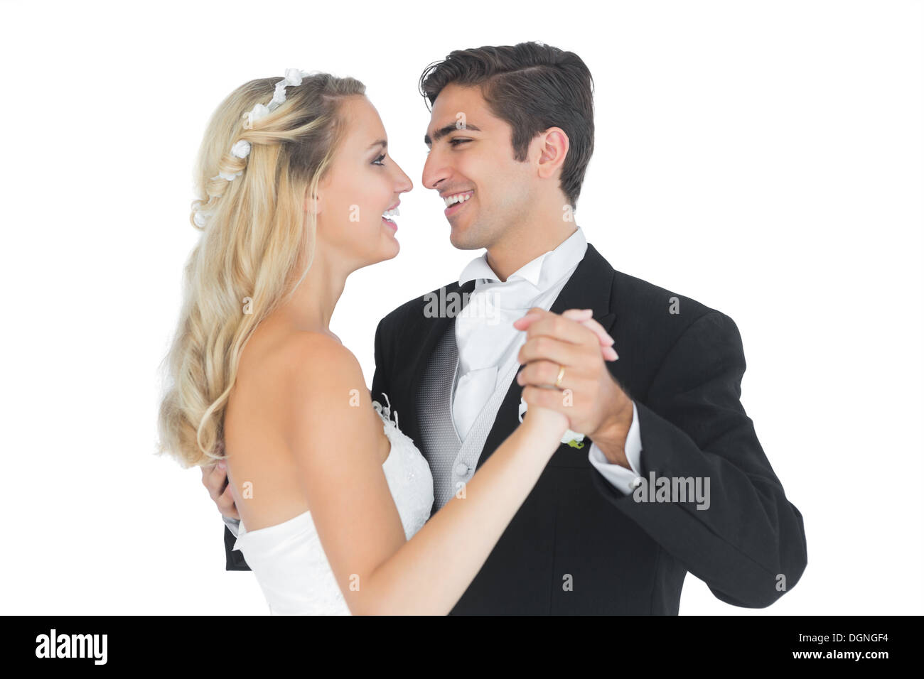 Sweet married couple dancing viennese waltz Stock Photo