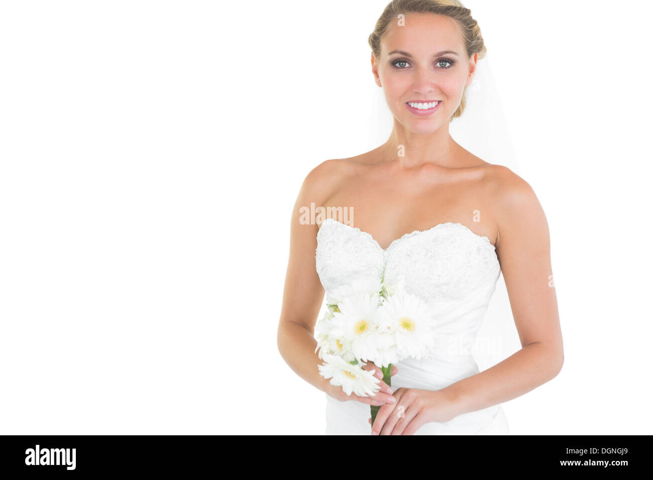 Smiling happy bride wedding bouquet hi-res stock photography and images ...