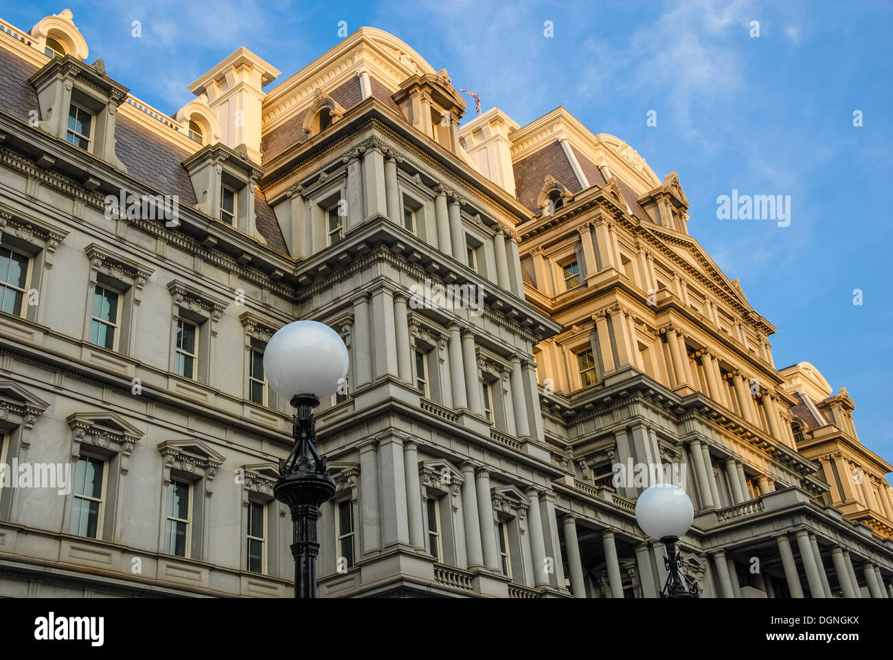 Eisenhower Executive Office Building, located to the west side of the White House, in Washington DC, USA. Stock Photo