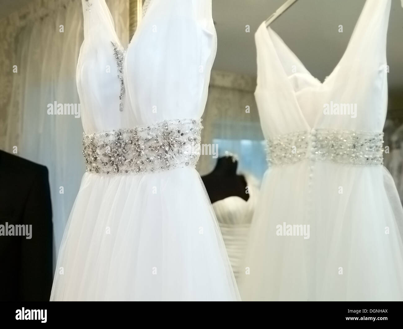 Charming wedding dress for bride, celebration concept Stock Photo