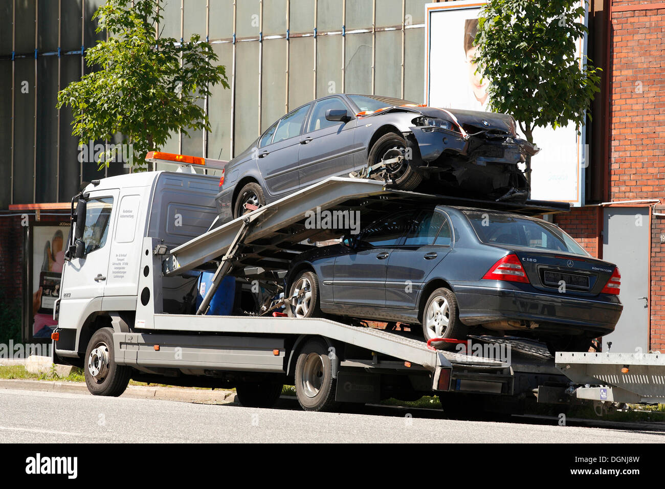 Car carrier, tow truck Stock Photo