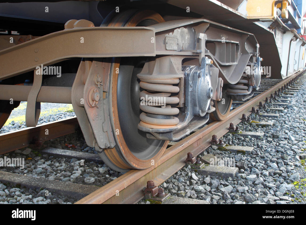 Railway wagon, wheels Stock Photo Alamy