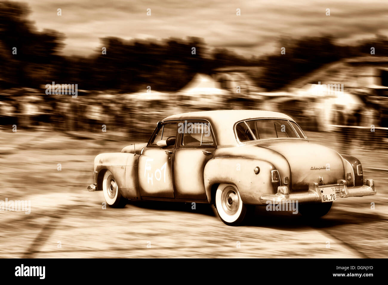 Chrysler classic car, Roadie Show, edited image, Berlin Stock Photo