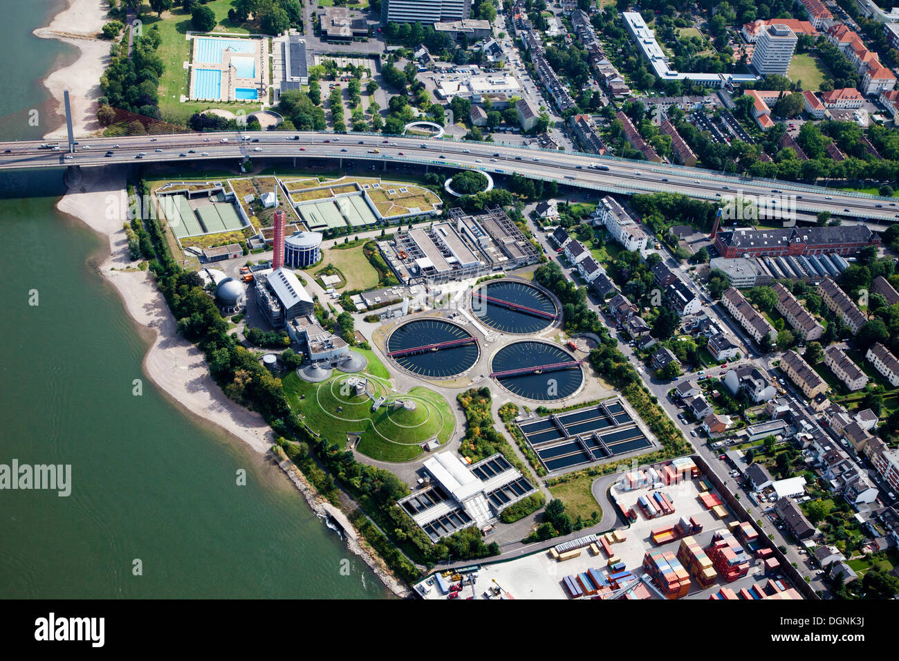 Aerial view, Bonn, motorway bridge, Friedrich-Ebert-Bruecke bridge ...