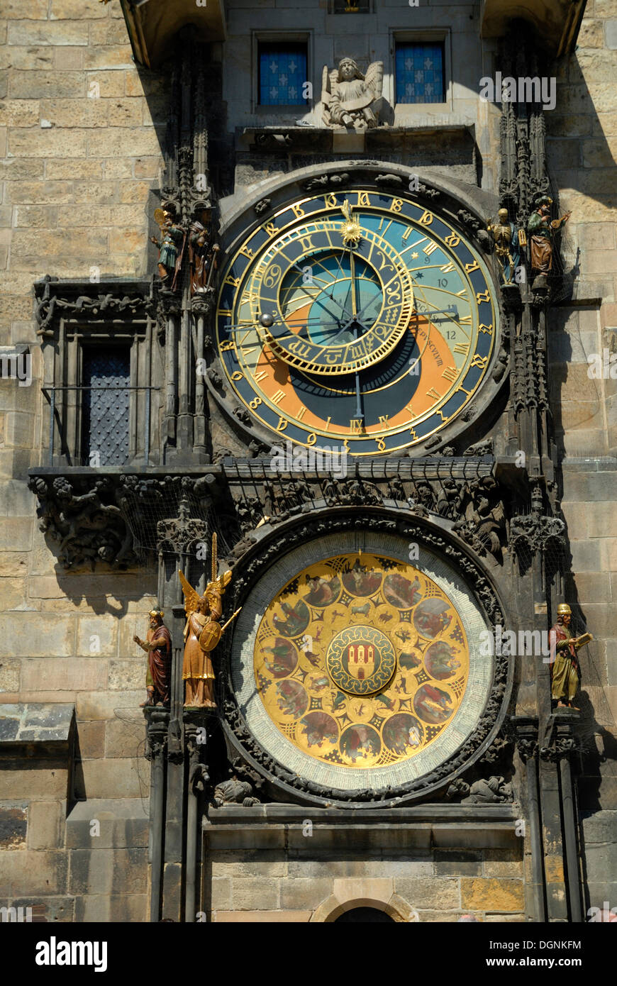 Astronomical clock on the Old Town Hall, Prague, Czech Republic, Europe Stock Photo