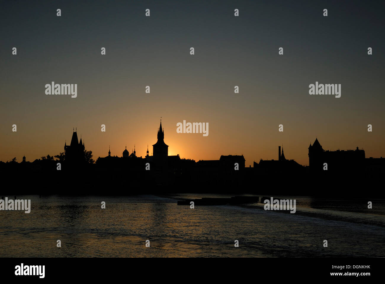 Sunrise over Prague, Czech Republic, Europe Stock Photo