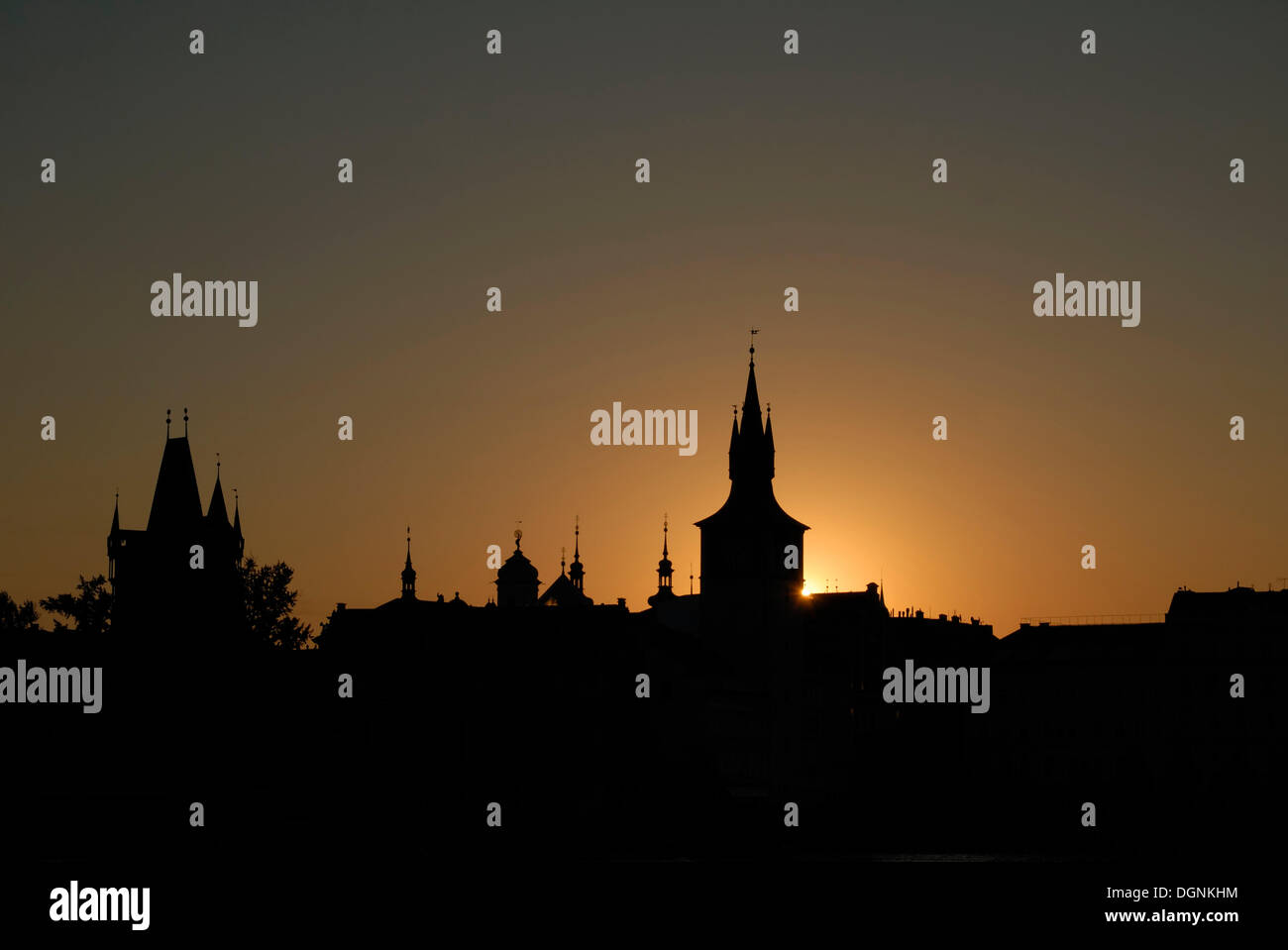 Sunrise over Prague, Czech Republic, Europe Stock Photo