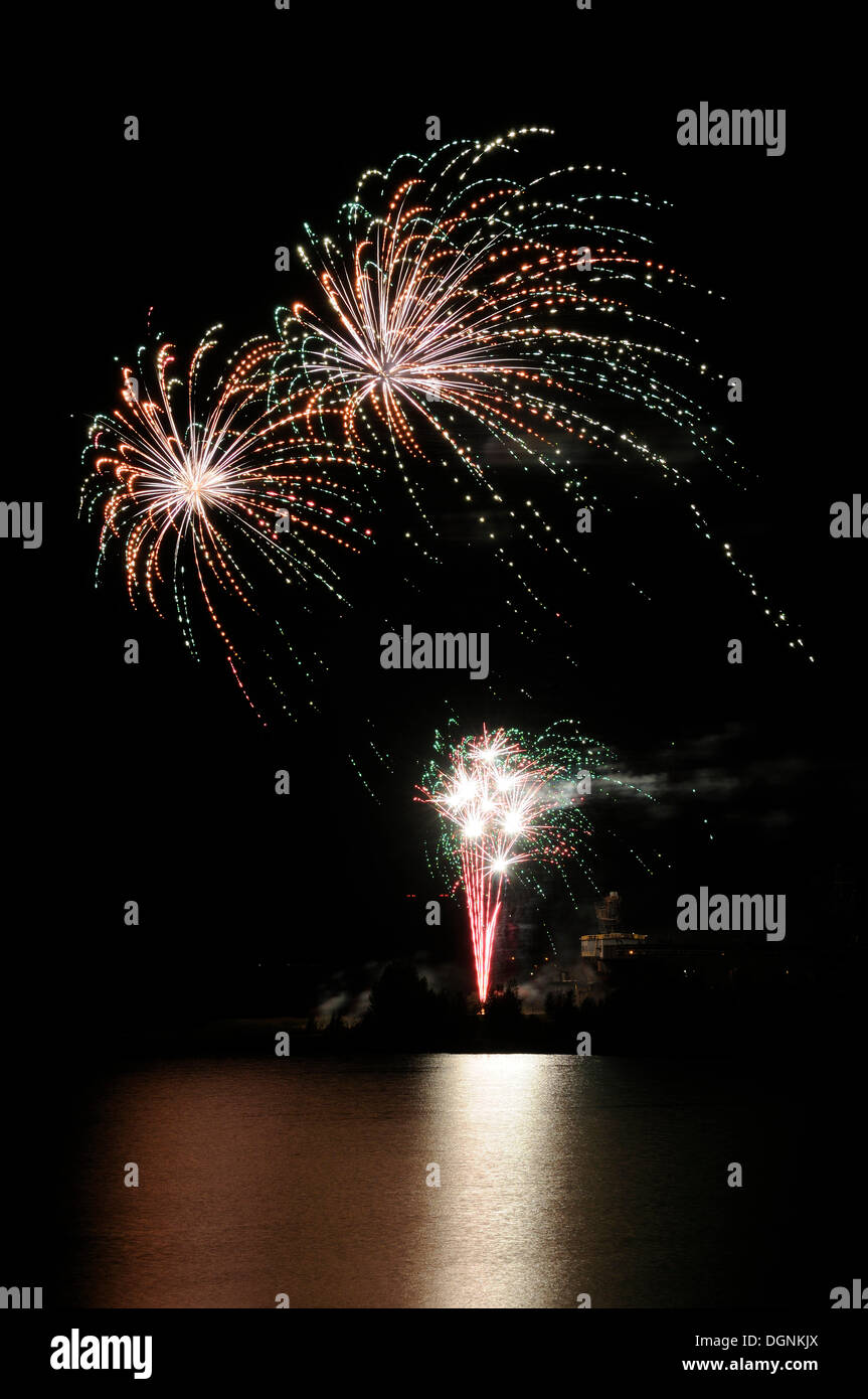 Fireworks, Pyro Games festival, Ferropolis, Graefenhainichen, Saxony-Anhalt Stock Photo