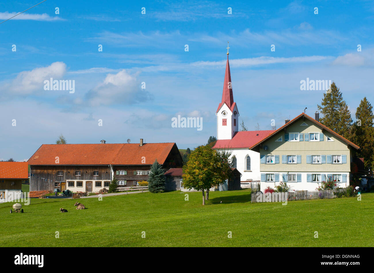 Small hamlet in Oberstaufen, Allgaeu, Bavaria Stock Photo