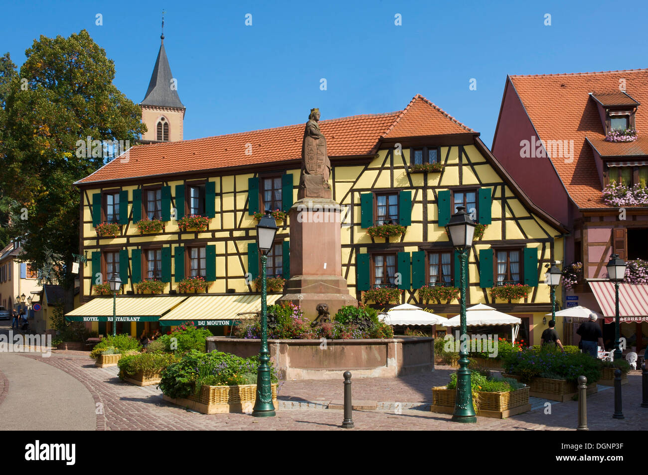 Hotel du Mouton, Place de la Sinne, Ribauville, Alsace, France, Europe Stock Photo