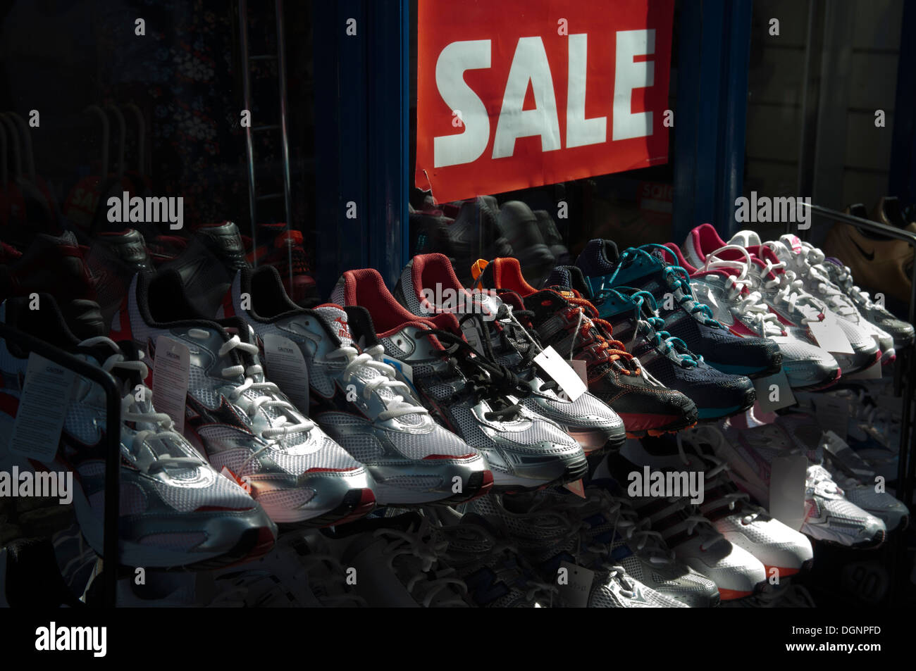 Shoe sale display outside a sports shop 