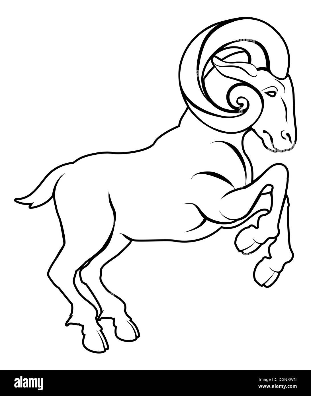 An illustration of a stylised black ram or sheep perhaps a ram tattoo Stock Photo
