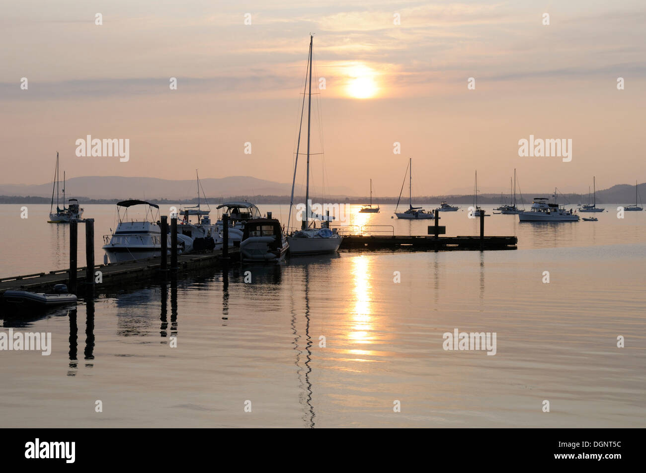 Pleasure boats at dock, Sidney Spit, Gulf Islands National Park Reserve