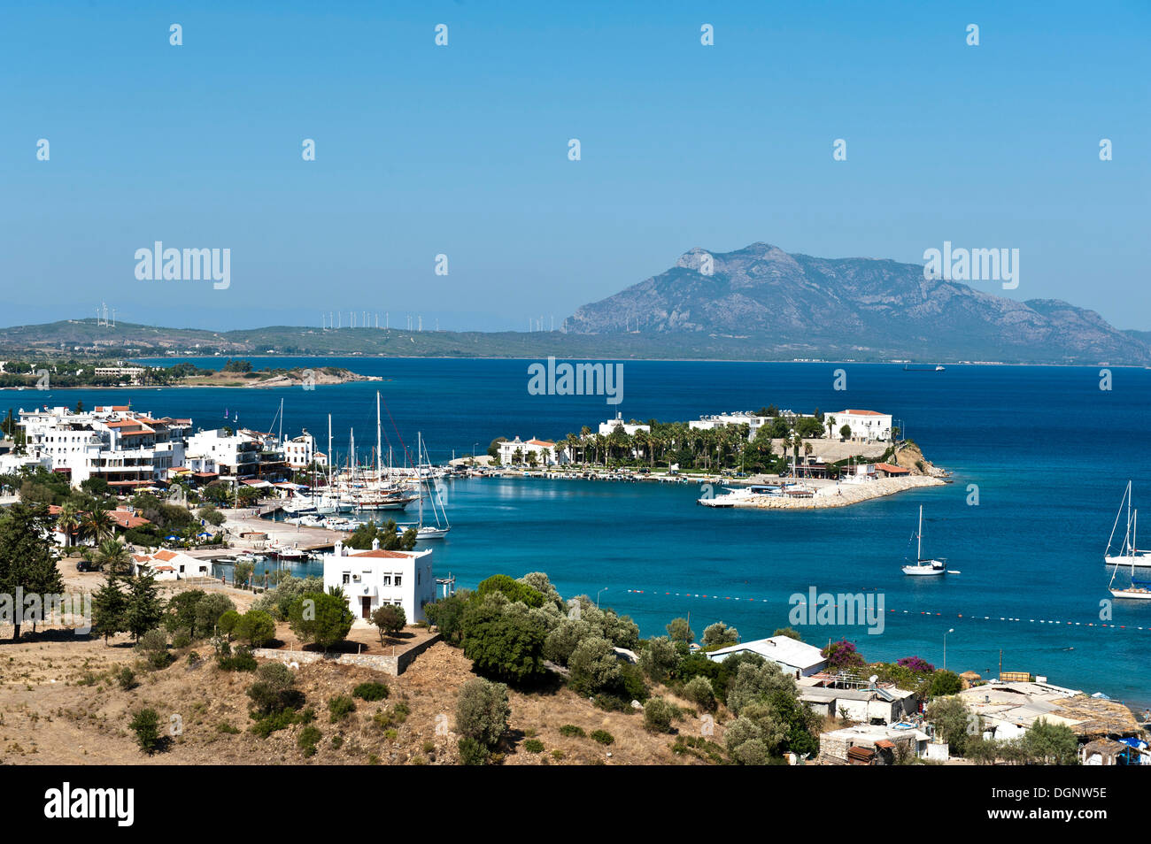 View of the harbour bay of Datça, Datca, Datca Peninsula, Mugla Province, Turkish Aegean, Turkey Stock Photo