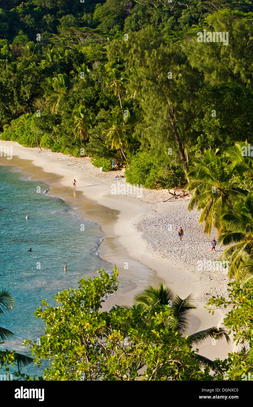 Beach Anse Takamaka, Southern Mahe, Mahe Island, Seychelles, Africa, Indian Ocean Stock Photo