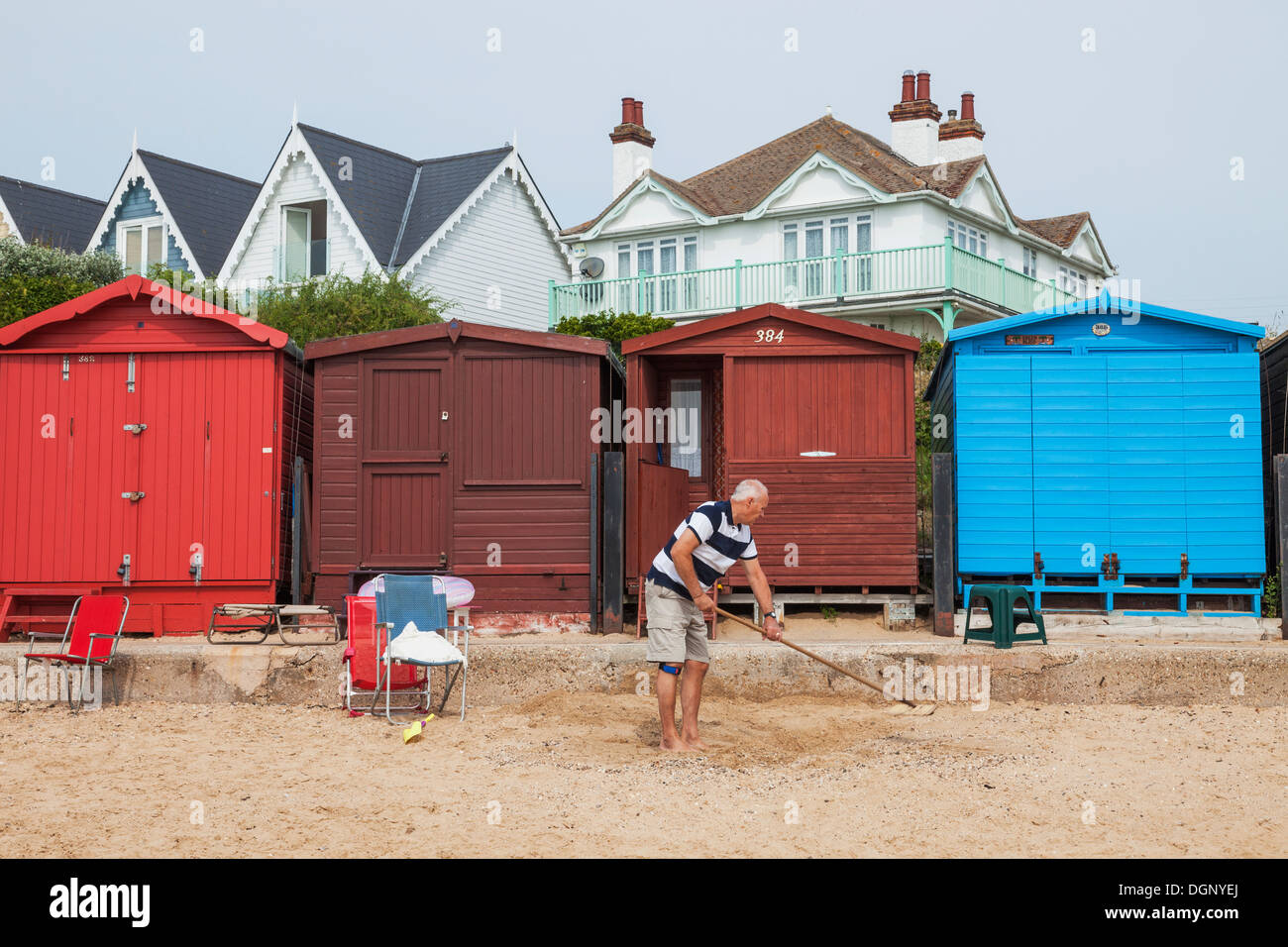 England, East Anglia, Essex, Walton-on-the-Naze, Beach Huts Stock Photo