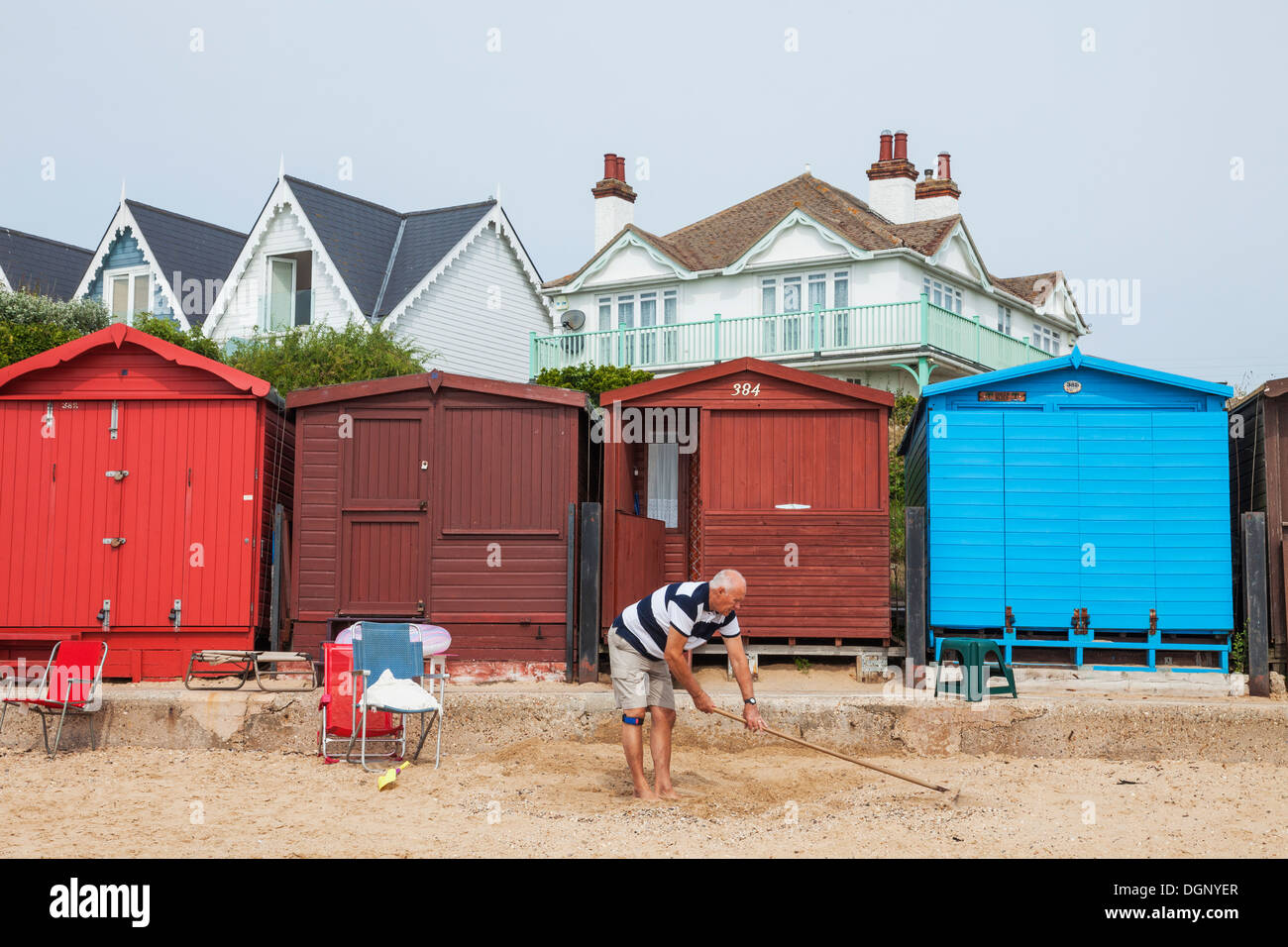England, East Anglia, Essex, Walton-on-the-Naze, Beach Huts Stock Photo