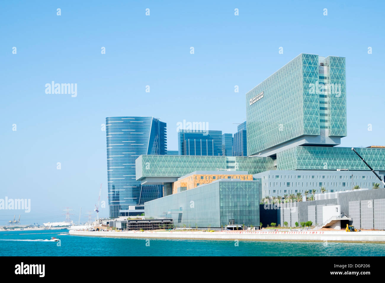 Exterior of new Cleveland Clinic hospital on Al Maryah Island the new Central Business District under construction in Abu Dhabi Stock Photo