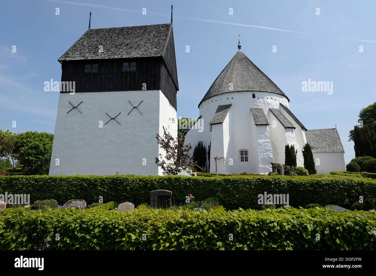 Round church, Bornholm, Denmark, Europe Stock Photo