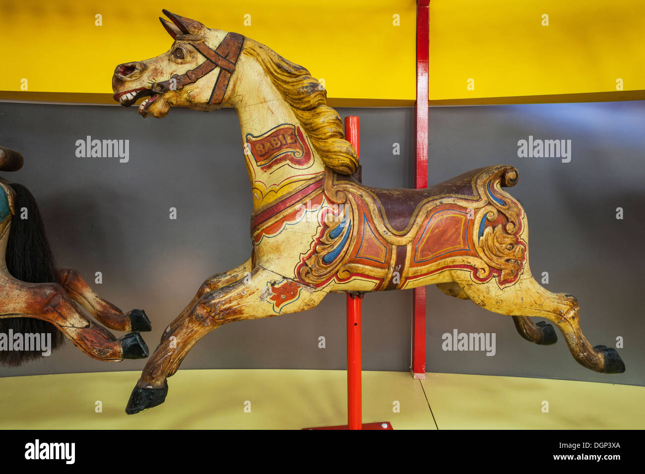 England, Devon, Dingles Fairground Heritage Centre, Carved Wooden Merry ...