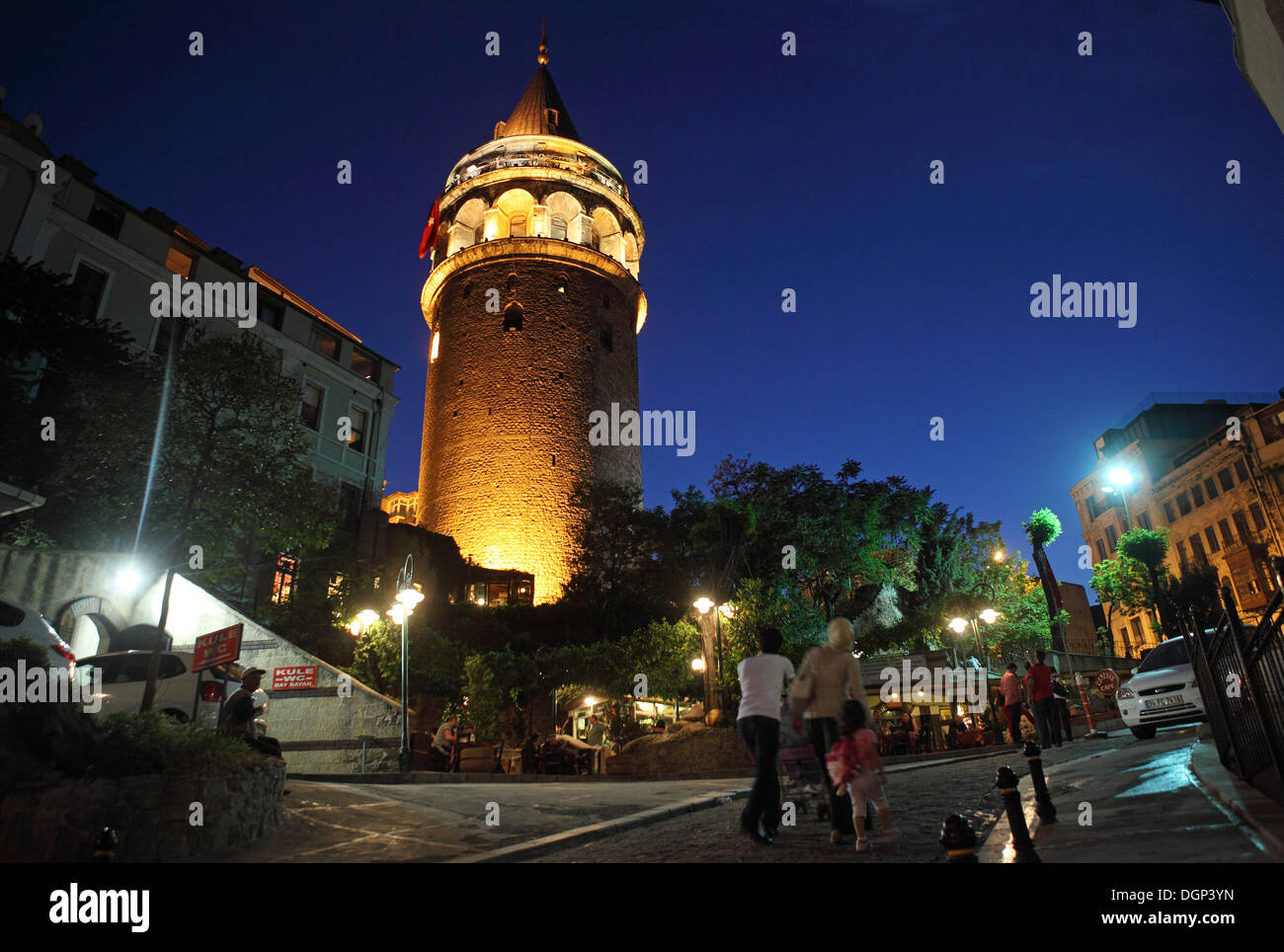 Istanbul, Turkey, the Galata Tower in Istanbul at night Stock Photo - Alamy