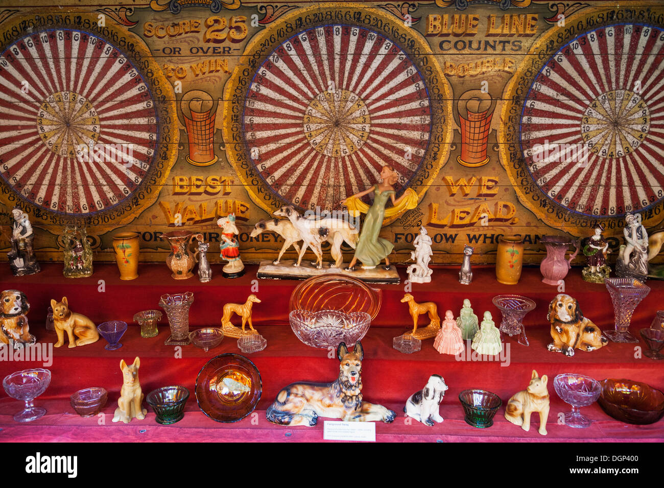 England, Devon, Dingles Fairground Heritage Centre, Fairground Swag or Prizes c.1940s Stock Photo